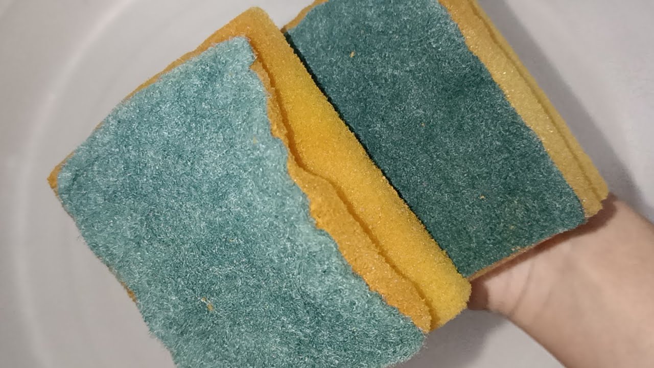Bleached Kitchen Sponges Dry Ripping | Sponge ASMR