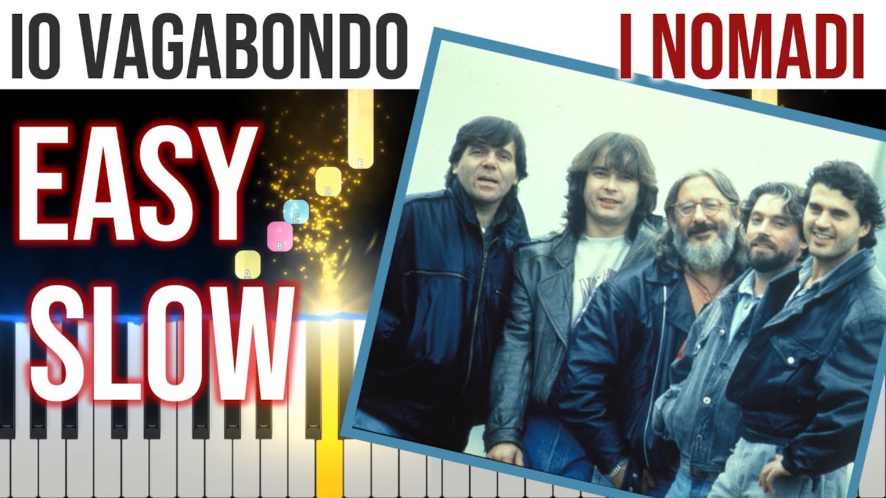 Io Vagabondo - I Nomadi - EASY SLOW Piano Tutorial 🎹 - video 4K🤙
