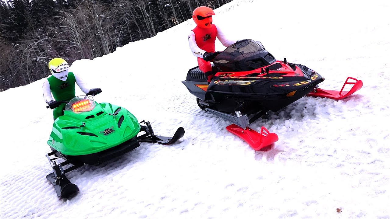 RC ADVENTURES - Dual Radio Control Snowmobiles - Arctic Cat & Ski-Doo MXZ - Brushless & Lipo Power