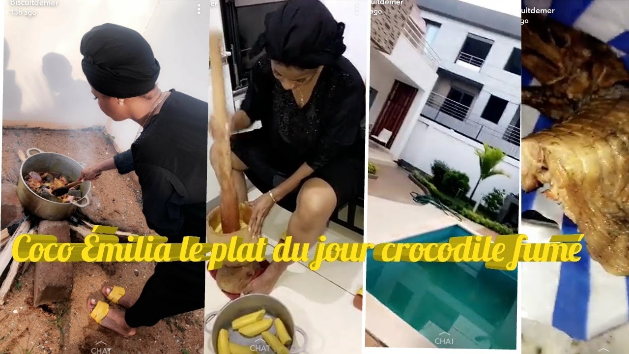 Coco emilia biscuitdemer prépare le crocodile fumé à la cuisine traditionnelle une vraie africaine