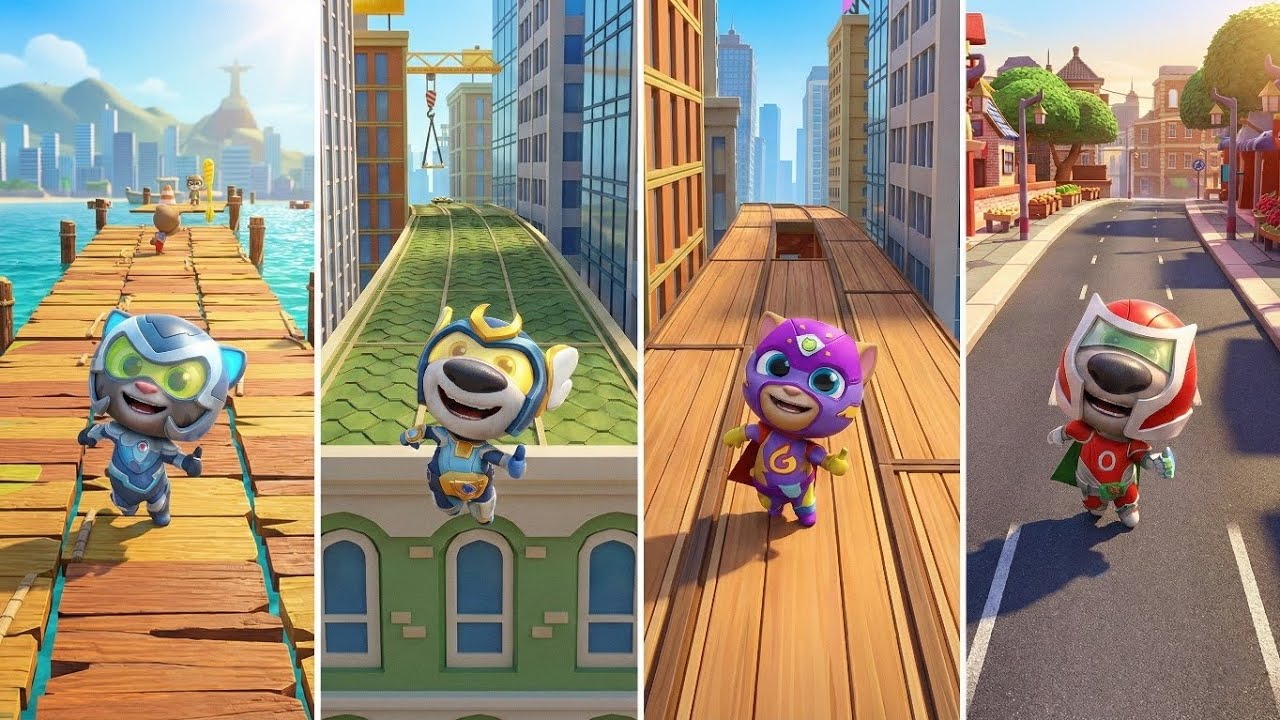 Talking Tom Hero Dash: Super Tom,Super Hank,Super Ginger,Super Ben (Android/iOS) Gameplay