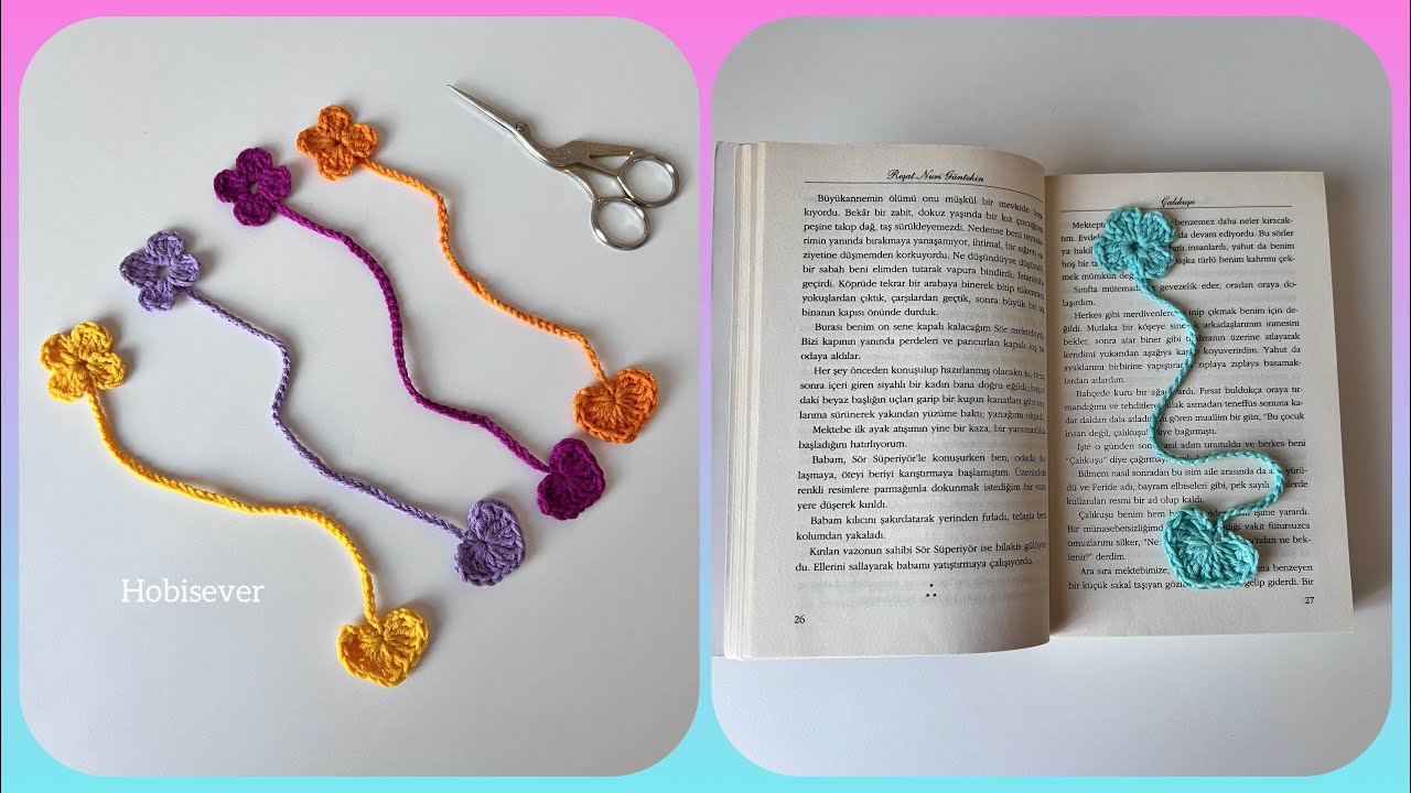 5 Dakikada yap ✅  Çok Kolay Tığ işi Örgü Kitap Ayracı Yapımı / Crochet Bookmark #crochetbookmark
