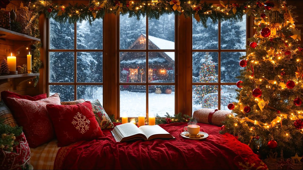 Soothing Christmas Music at the Snowy Christmas Corner - Relaxing Piano Music to Relax and Sleep
