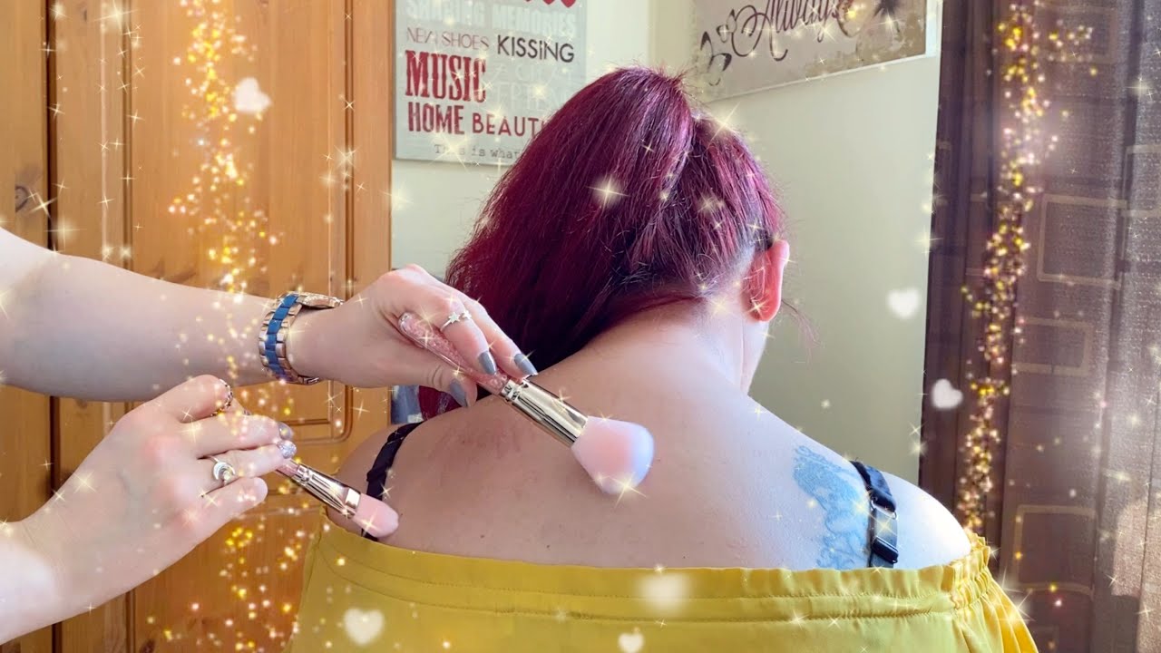 ✨ ASMR ~ Dreamy Hair & Back Pamper ~ Brushing, Combing, Roller,Scratching, Gentle Touch ~No Talking✨
