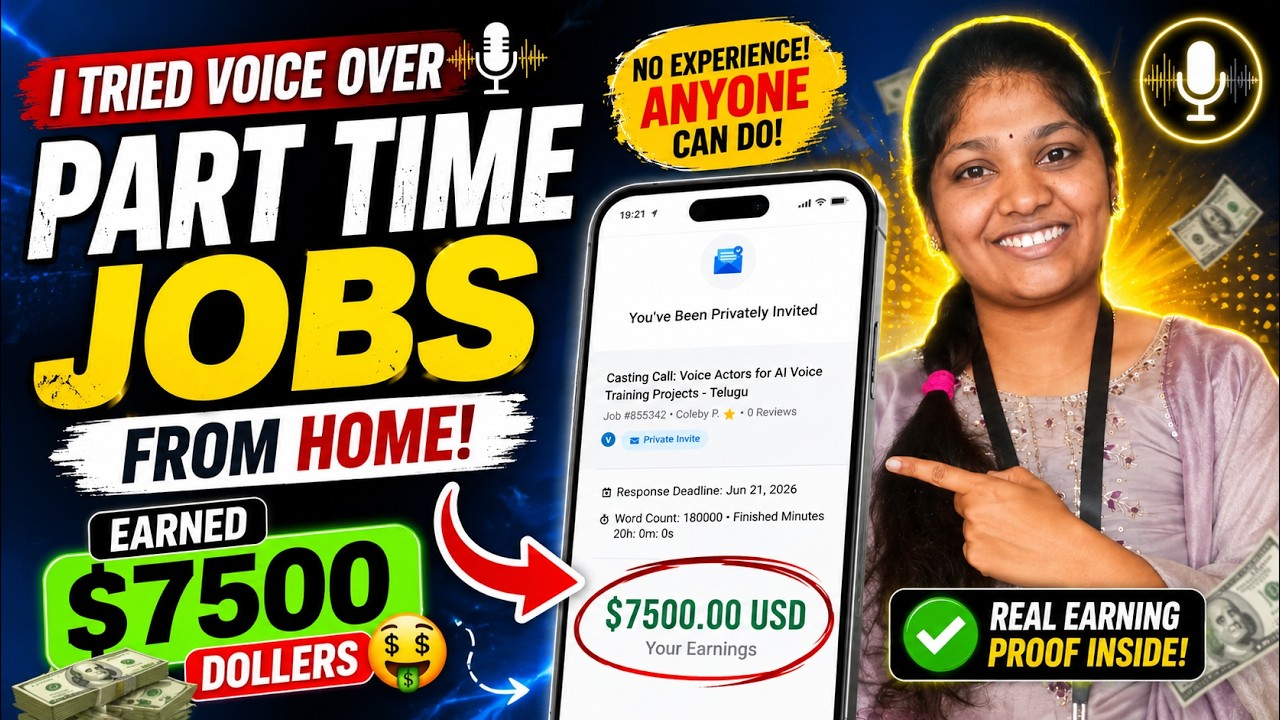 I Tried Voice Over Part Time Jobs 😱 |No Experience | Work From Home 2026 |100% Working