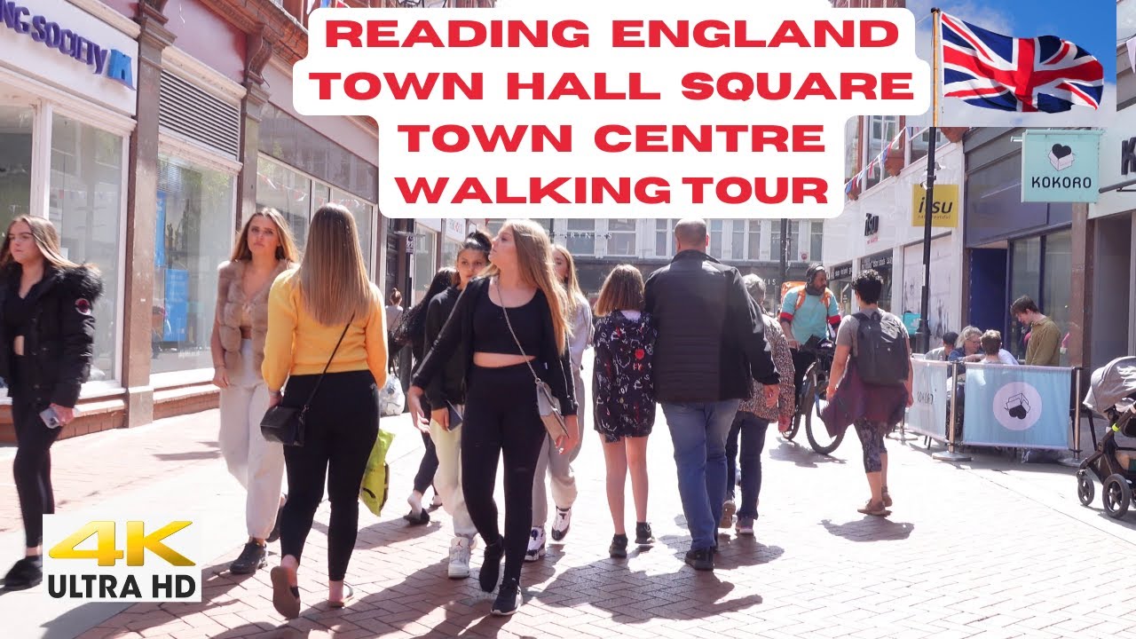 Reading Town Hall Square | Reading Town Centre England | Keep Walking 4K