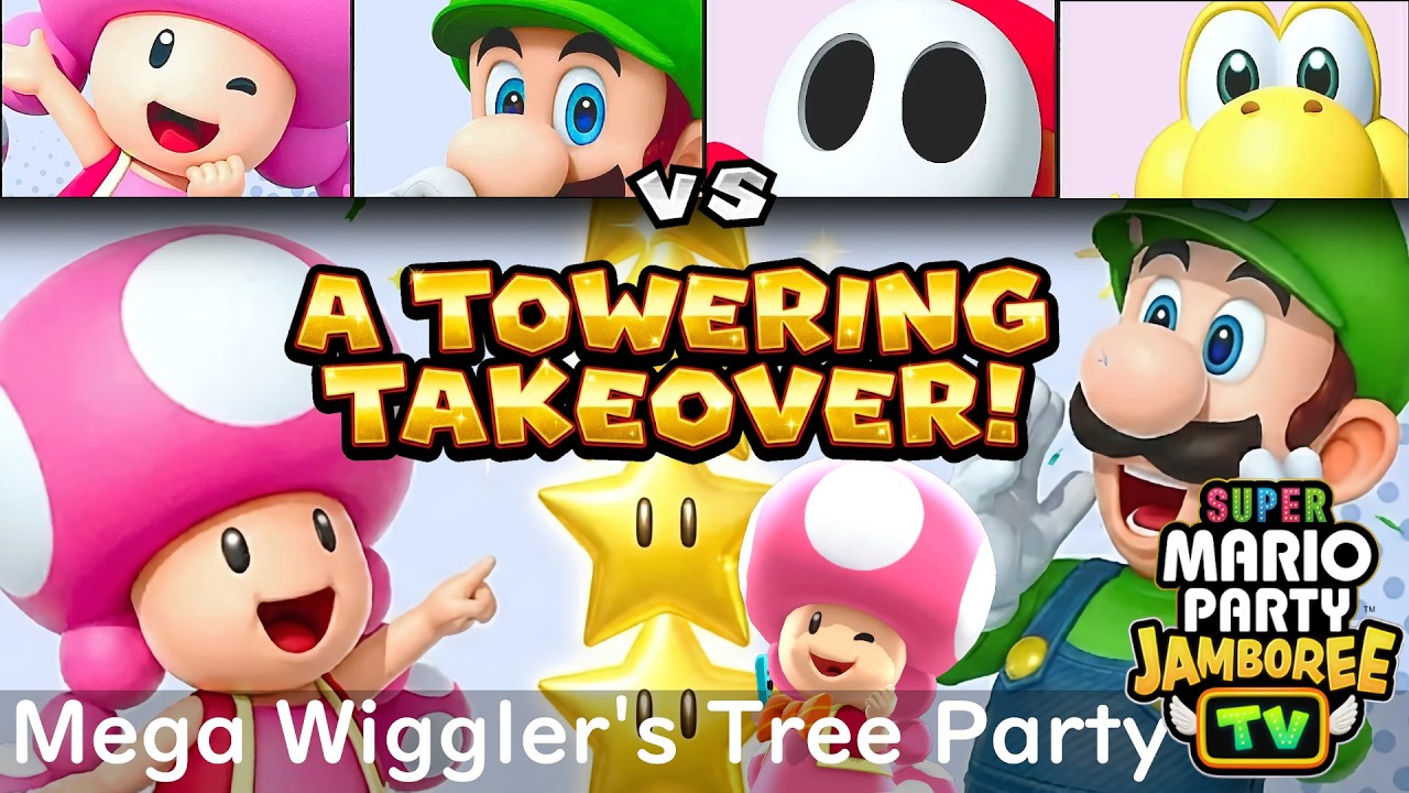 Super Mario Party Jamboree TV Toadette & Luigi vs Shy Guy & Koopa Troopa Mega Wiggler's Tree Party