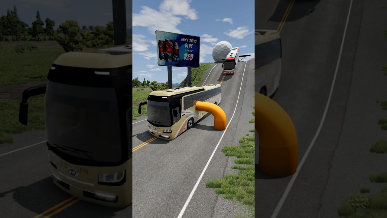 Long City Bus Capsule vs Low Pipe BeamNG.drive #kidsgamertech #beamngdrive #shorts