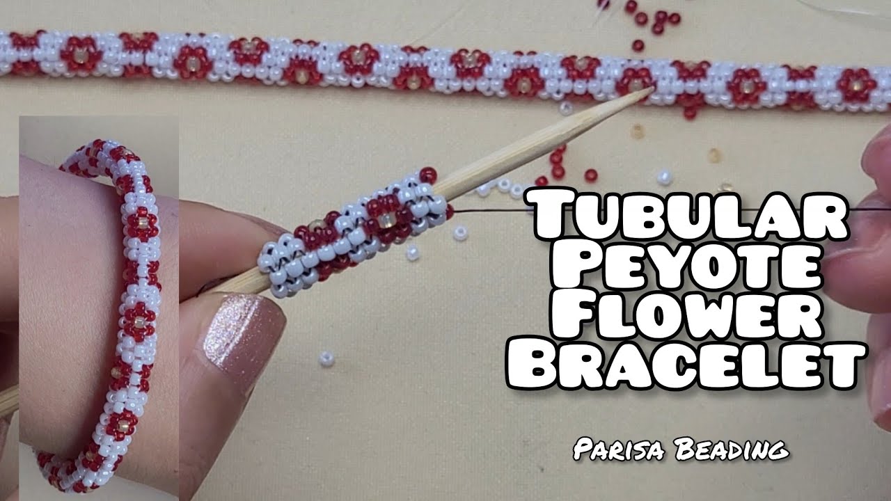DIY Beaded Tubular Even Peyote stitch Bracelet Tutorial 🌹🌺