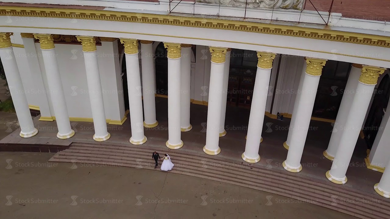 Aerial view .Beautiful columns. High building vdnh.