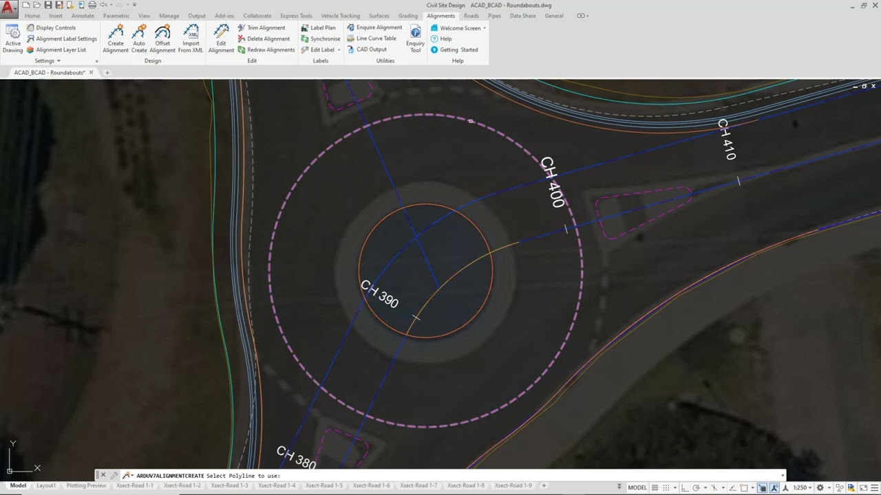 Roundabout Tool | Creating Alignments and Template