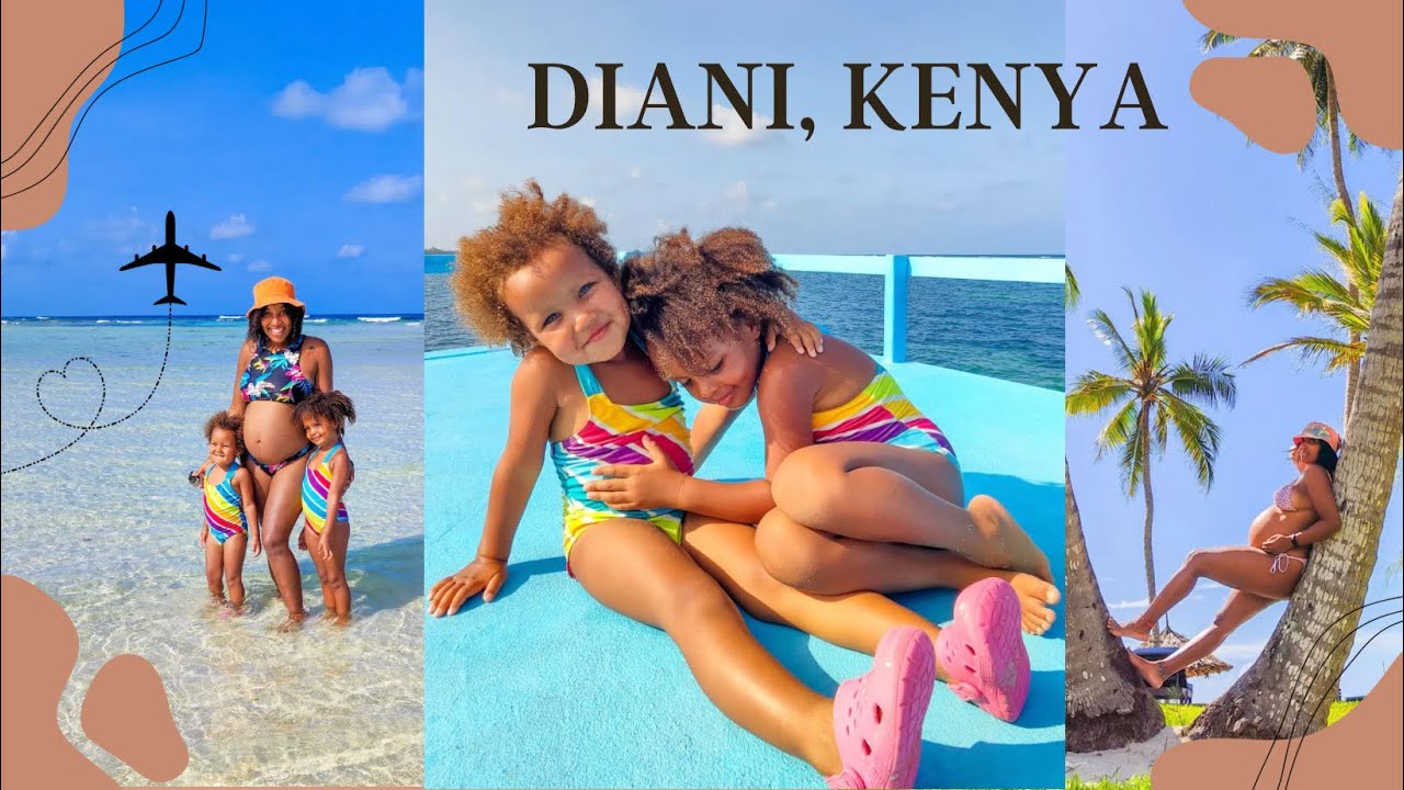 Heavily pregnant on a trip to Diani with my girls