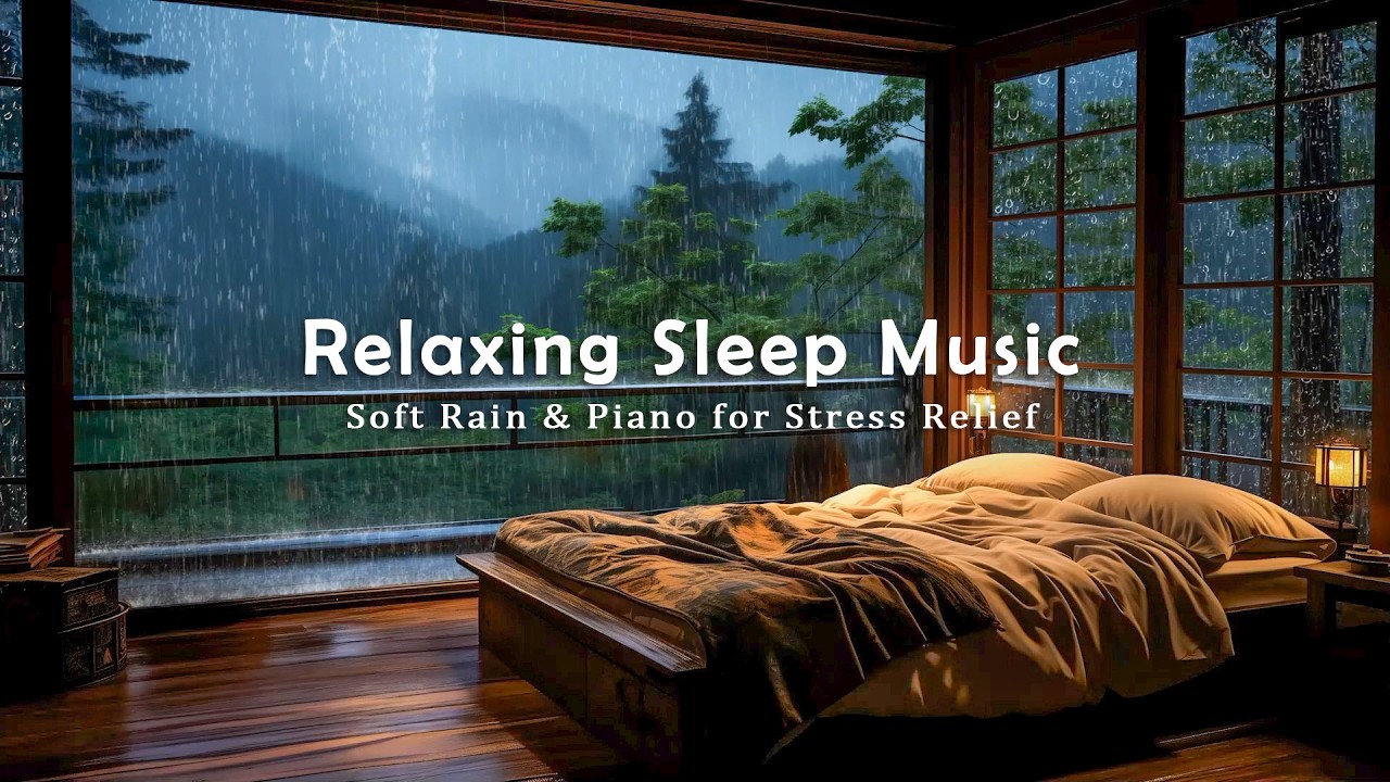 Healing Piano Music with Gentle Rain - Cozy Bedroom Ambience for Stress and Insomnia