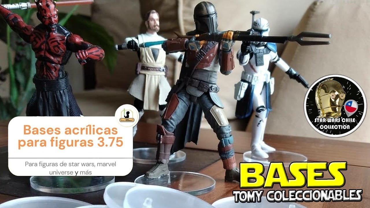BASES ACRÍLICAS para tus figuras STAR WARS 3,75 Y BLACK SERIES + ESCALERAS/ Tomy Coleccionables
