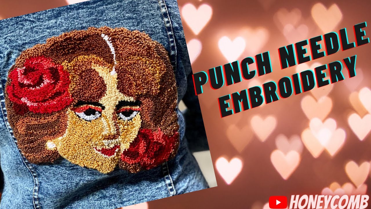 Punch Needle Embroidery on Denim Jacket...💘