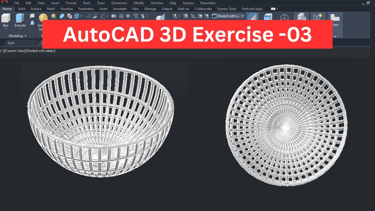 Creating Basket | AutoCAD 3D Practice Tutorial - 03 | Step-by-Step 3D Modeling for Beginners
