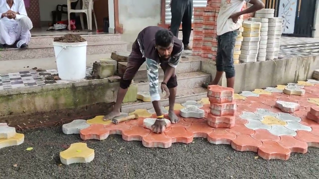 Paver block fitting I Paving Ideas I Paver block installation #construction #paverblocks  #building
