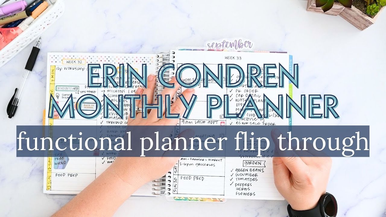 Erin Condren Functional Planner Flip Through Monthly Planner and Goal Reflection Simple Minimal Week
