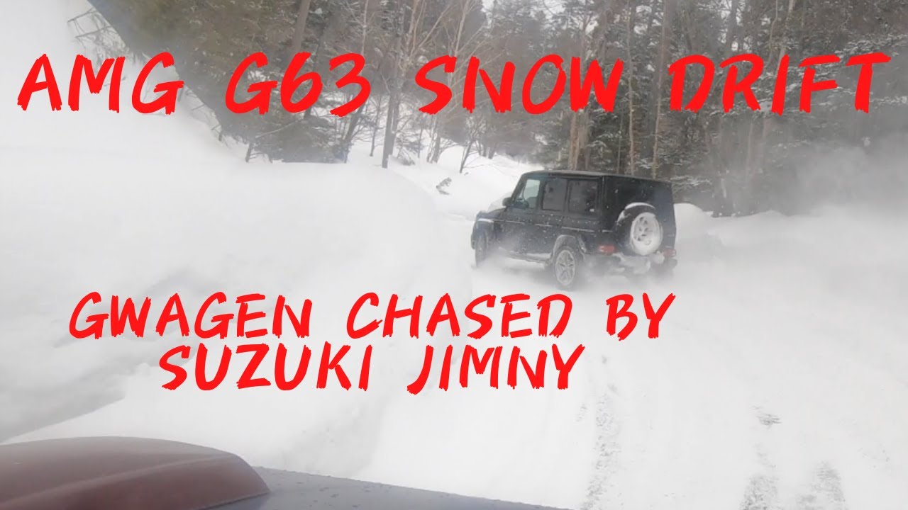 AMG G63 Gwagen Snow drift chased by Suzuki Jimny