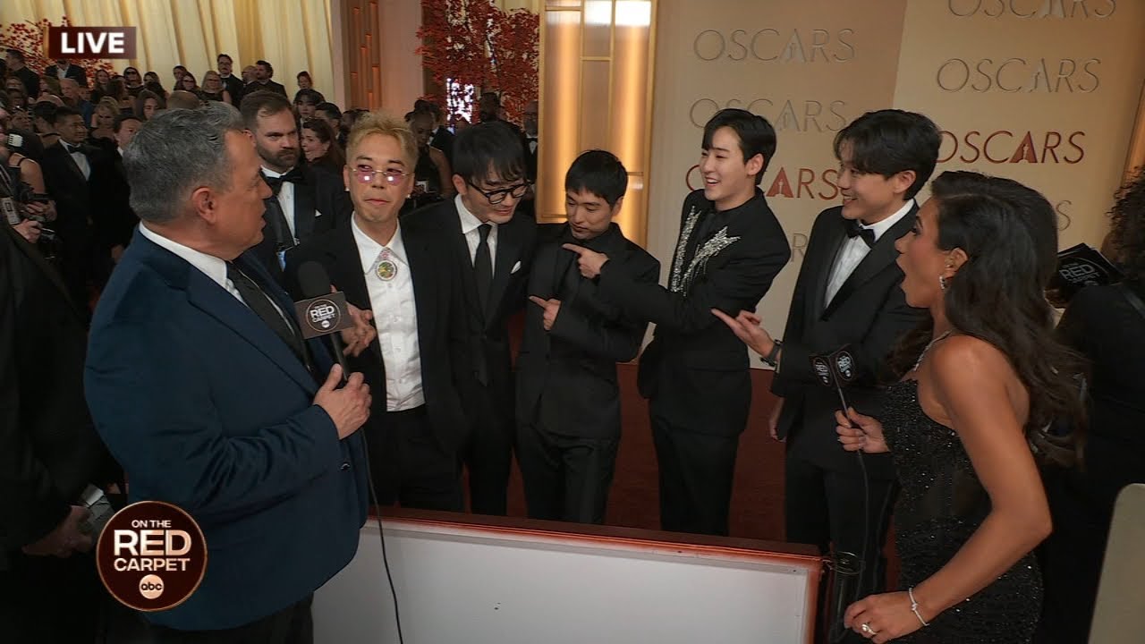 Оскар 2026: Группа Saja Boys из &laquo;Охотников на демонов в стиле K-pop&raquo; прибыла на красную дорожку.