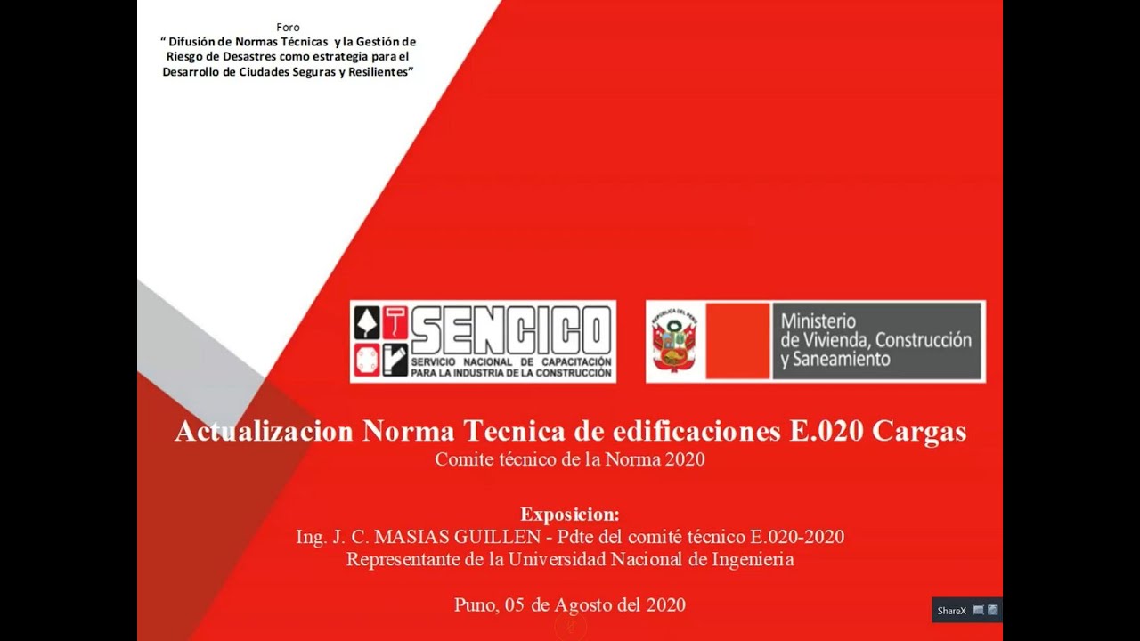 Charla Norma E020 Cargas - SENCICO (05.08.20) Ing. José Masías.
