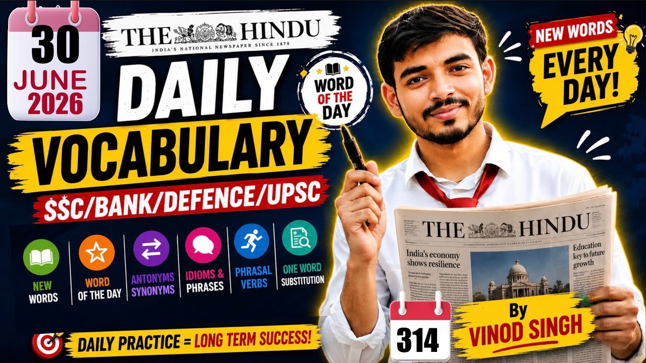 The Hindu Vocab -  30 June | Daily English Vocabulary | Vinod Singh #vocabulary #ssc #bank #nda