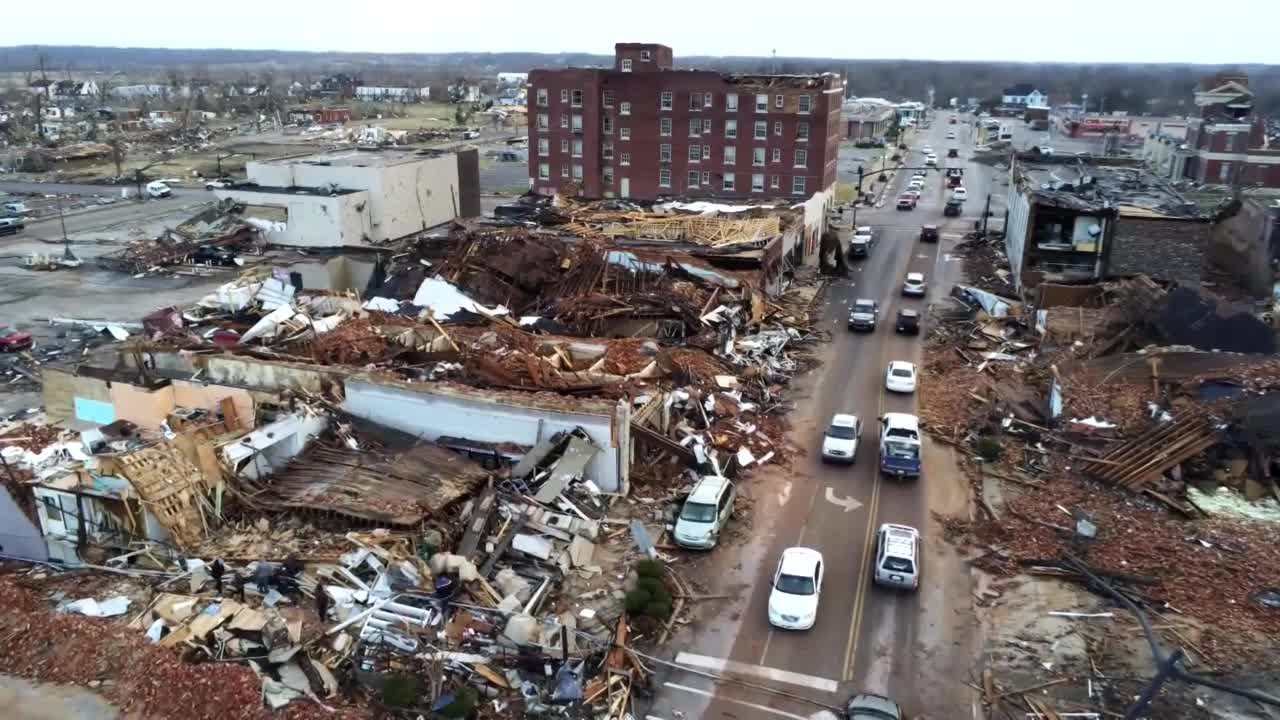 Video shows tornado damage in Mayfield, Kentucky