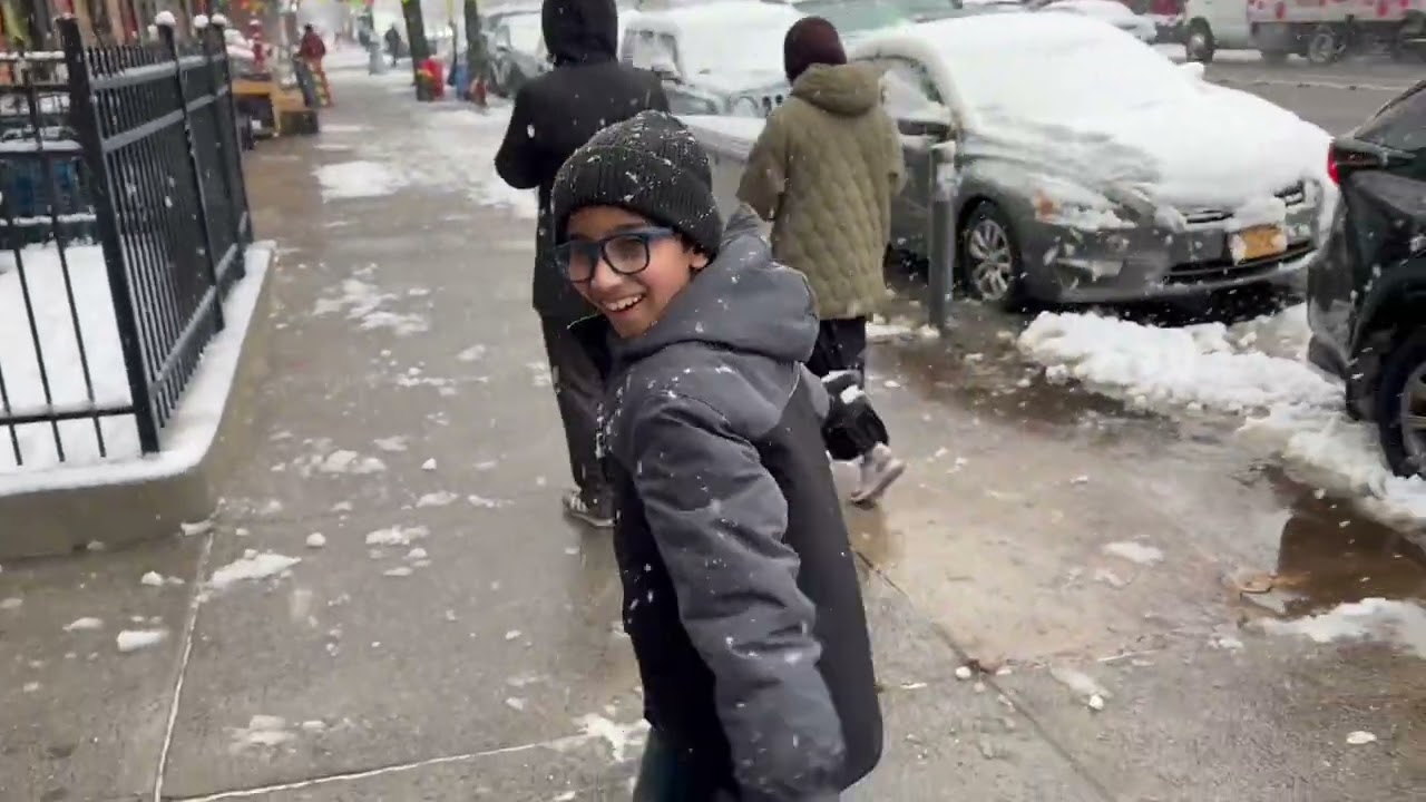First snow fall at Brooklyn New York 