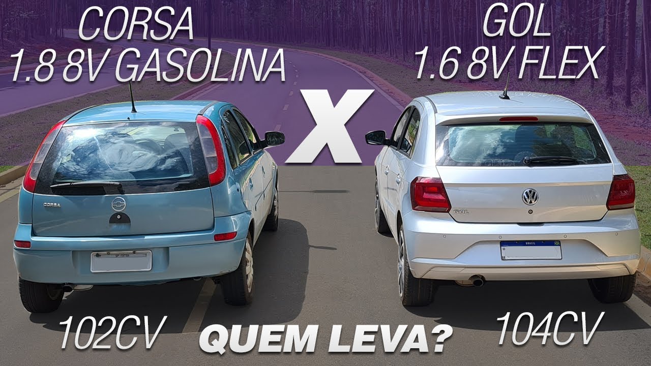 VW GOL 1.6 8V 104CV VS CHEVROLET CORSA 1.8  8V 102CV - QUEM ANDA MAIS?