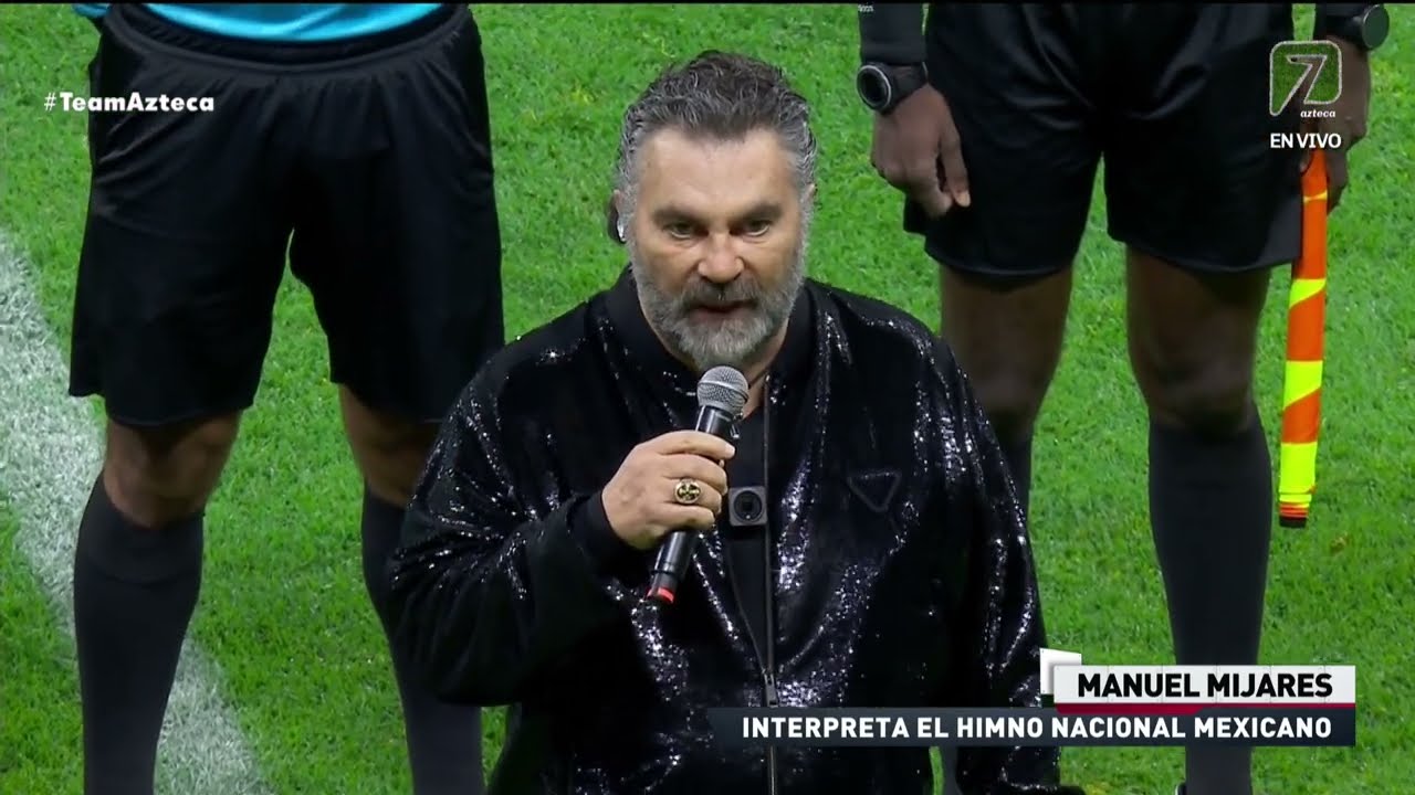 Impresionante interpretación de nuestro Himno Nacional por Manuel Mijares en el partido de México.