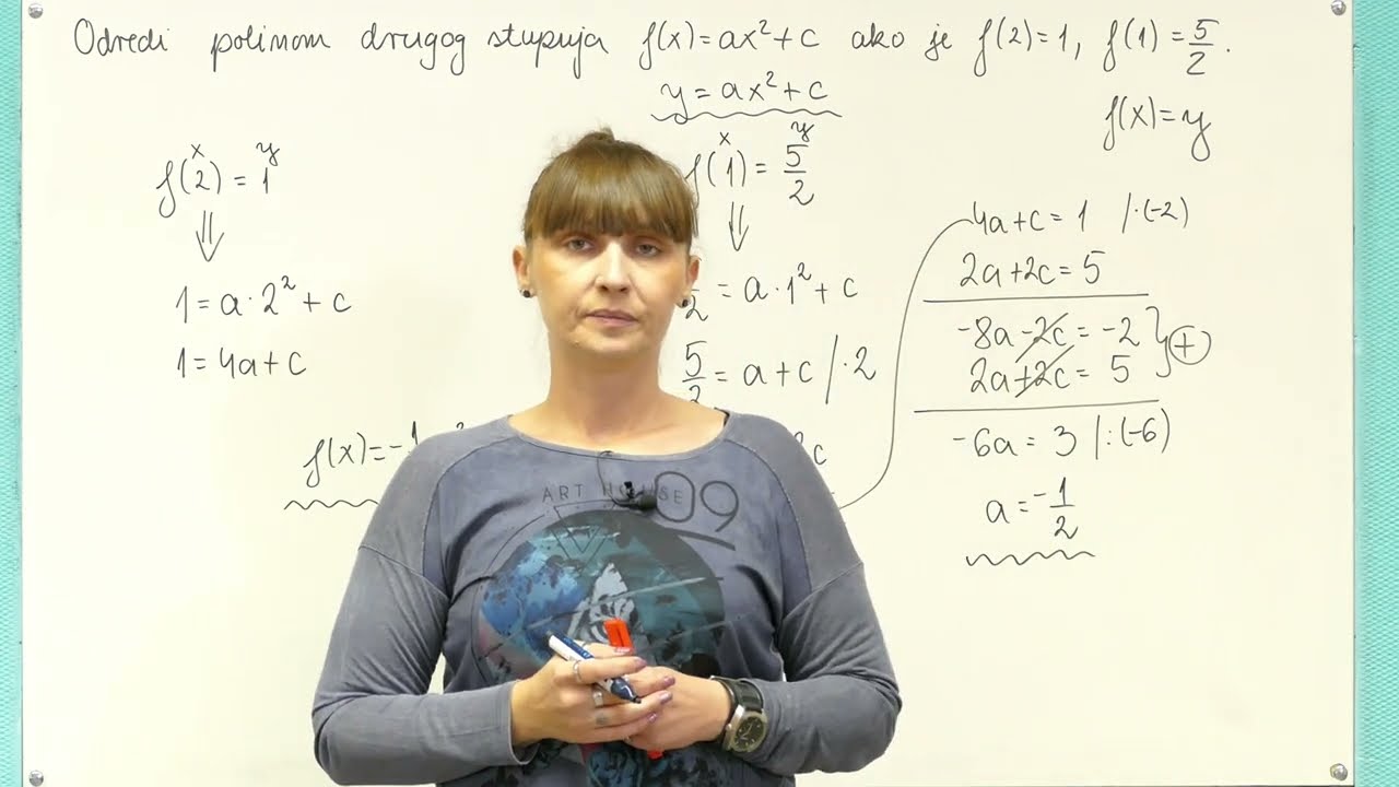 Graf kvadratne funkcije fx=ax². Translacije grafa : Odredi polinom drugog stupnja