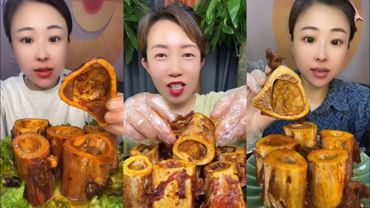 MUKBANG beef bone marrow ASMR  - The best of delicious Lien Huong food #1825