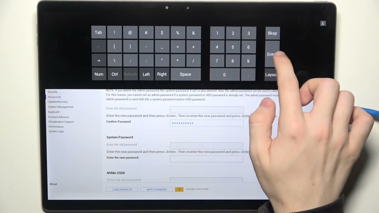 Как установить и изменить пароли администратора и системы на DELL 7320 Detachable?