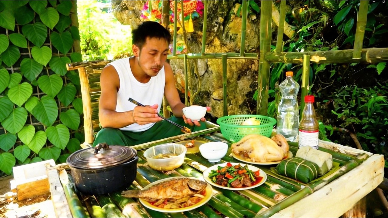 The poor, strong farmer works on the farm, harvests produce, goes to the market, and cooks