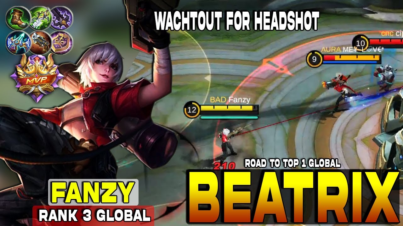 Beatrix Sniper New Skin Gameplay! Road to Top 1 Global  [ Top Global Beatrix] fanzy - Mobile Legends