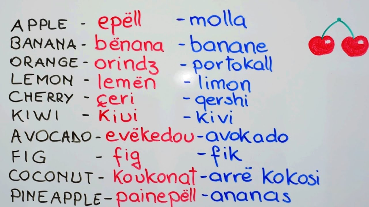 FRUTAT NË ANGLISHT DHE PYETJA 