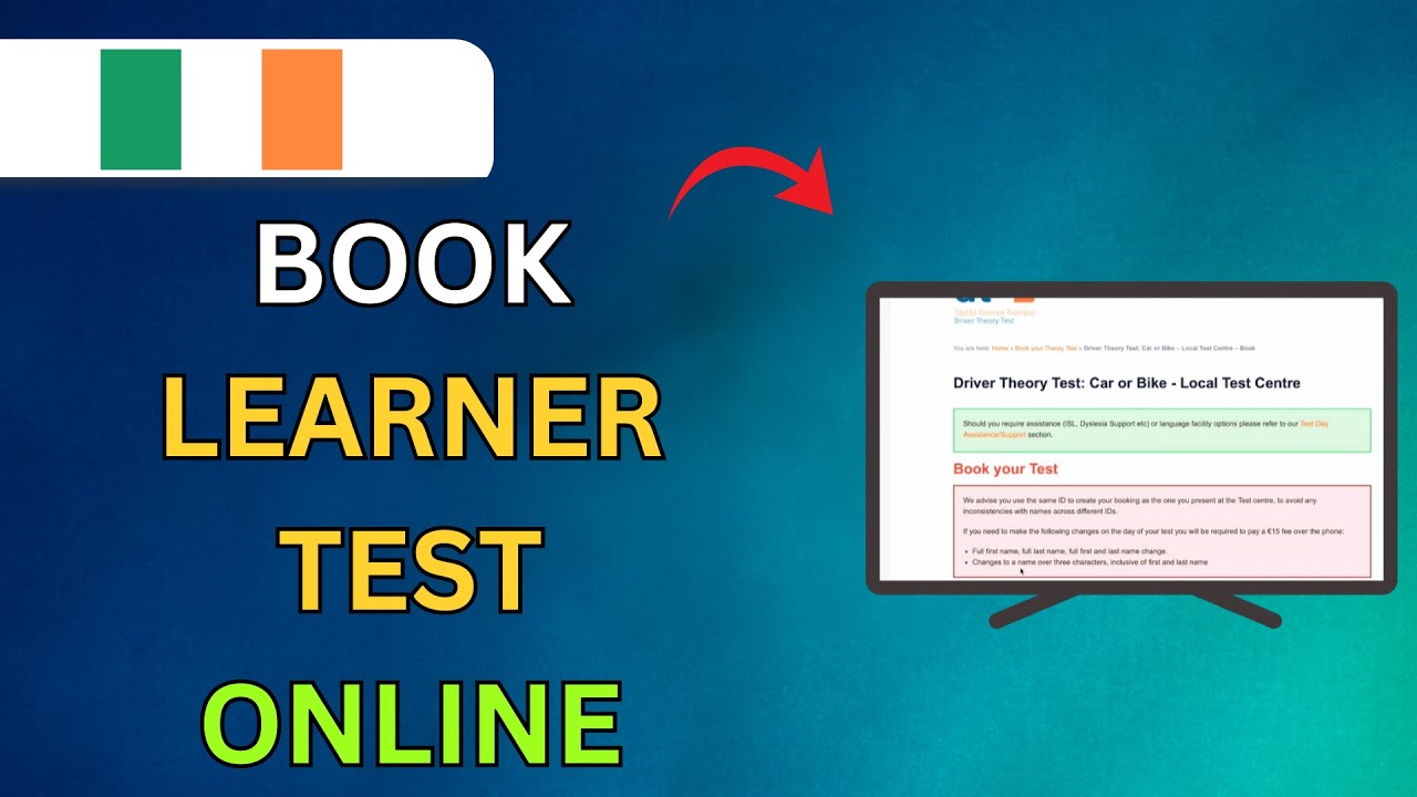 How To Book Learner Permit Test Online In Ireland 2026 - Full Guide