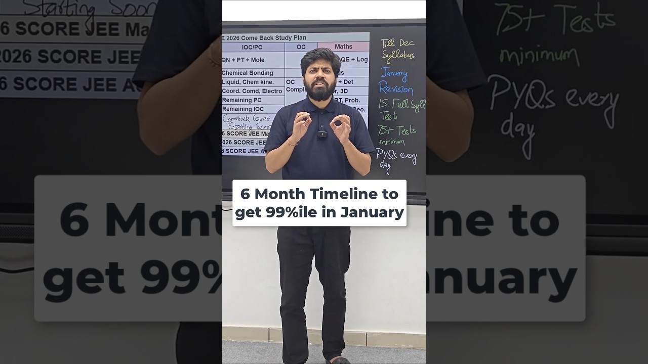 JEE 2026 : 6 Months Timeline to get 99%ile 🔥| IIT Motivation #shorts #esaral #jeemains #iit #jee