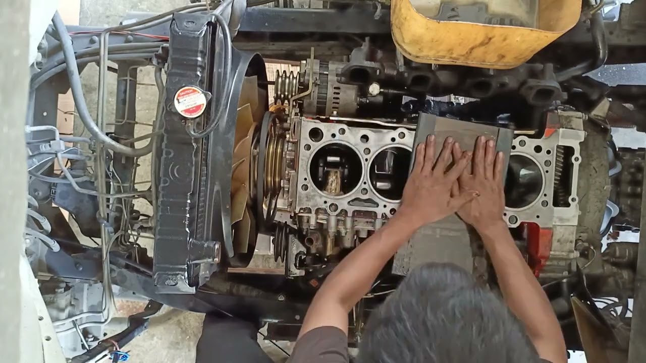 Cleaning and Lapping Engine Block 4HF1