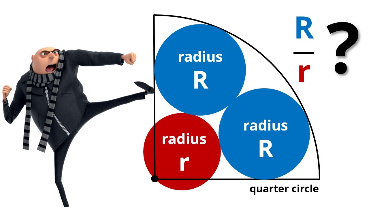 Three circles and a quarter circle - Ratio of Radius #geometry #circles