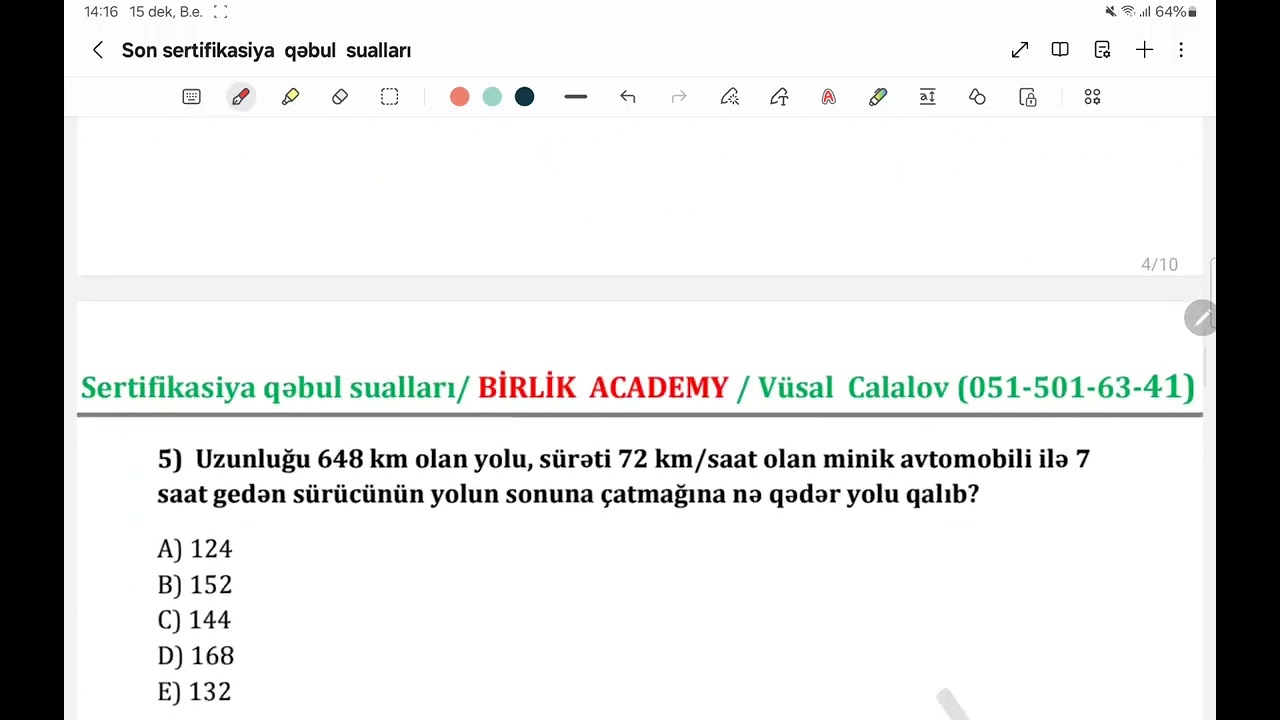 Sertifikasiya  imtahanında suallar necə düşür?   İmtahan sualları üzərində izah / Vüsal Calalov