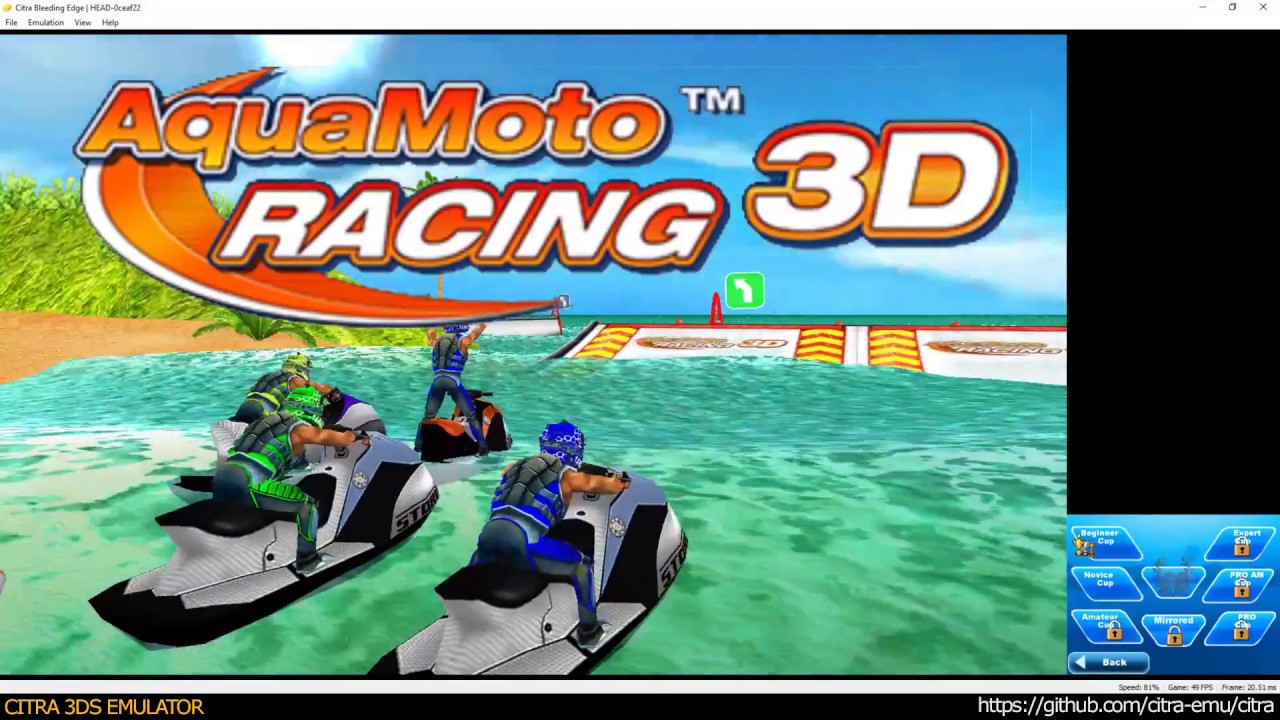 Citra 3DS Emulator - Aqua Moto Racing 3D ingame 1080p (Bleeding edge 463)