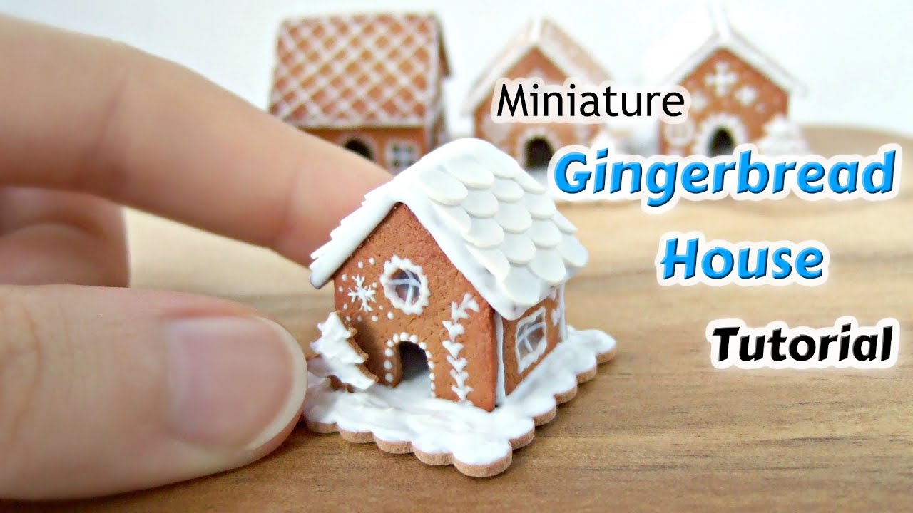 Miniature Gingerbread House Polymer Clay Tutorial - Dolls House Food