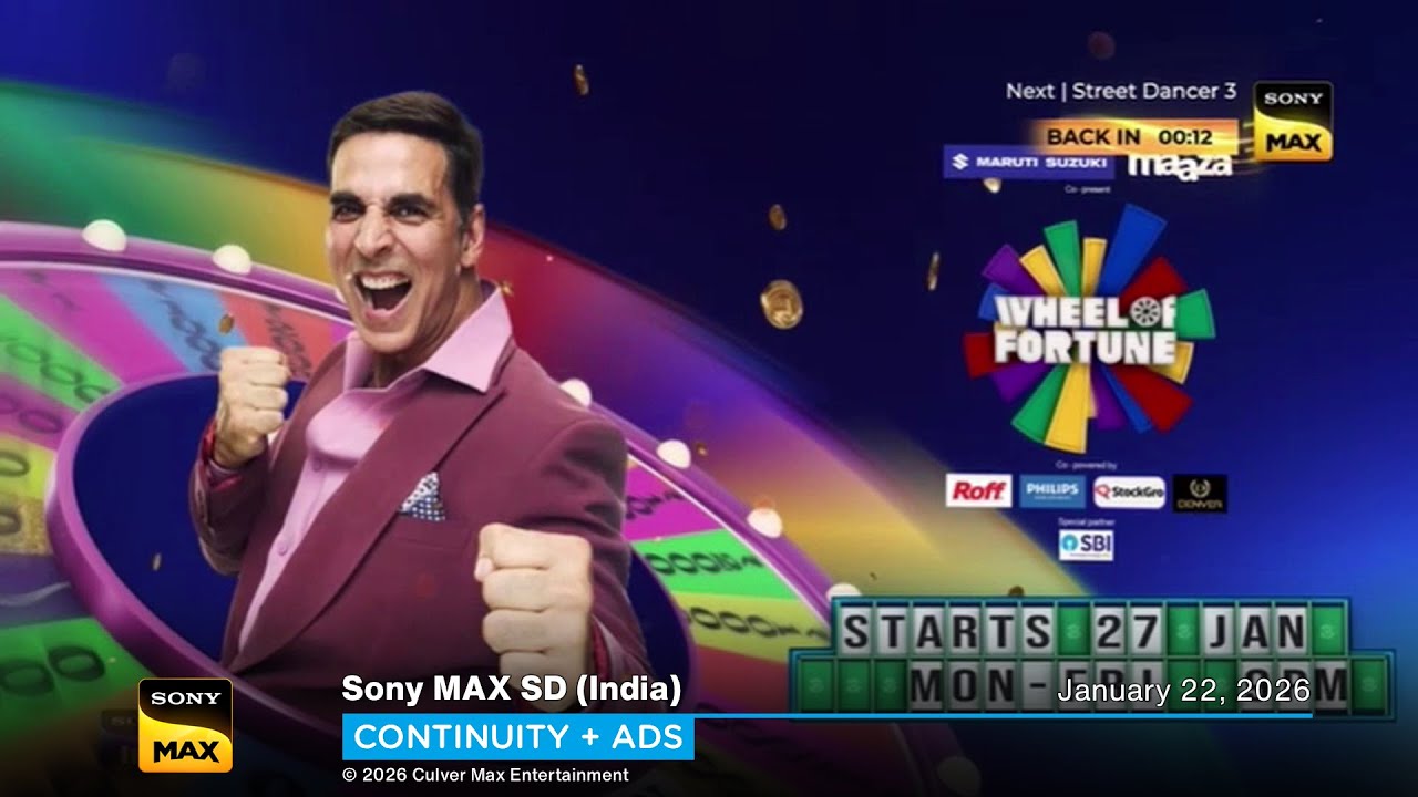 Sony MAX SD (India) continuity + ads | January 22, 2026