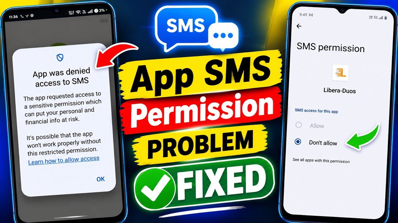 App SMS Permission Problem FIXED ✅ | App was denied access to sms | App Open problem Fix ✅