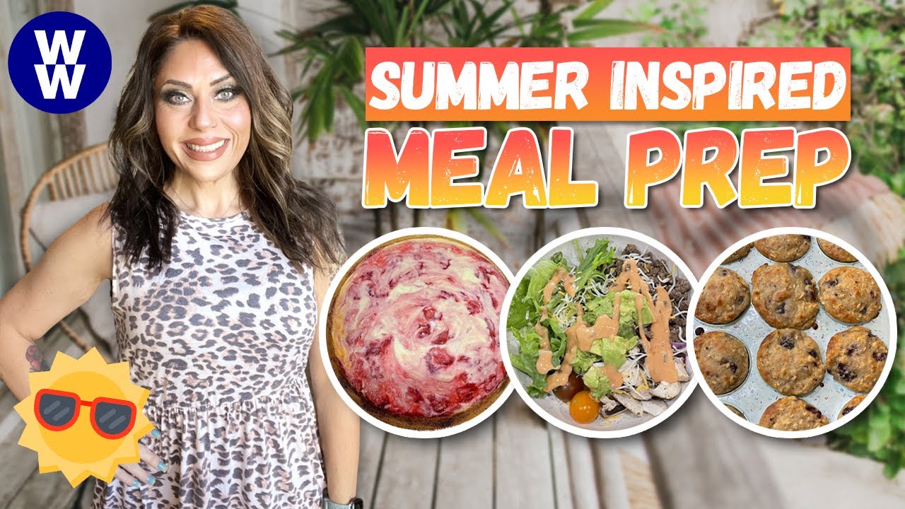 SUMMER INSPIRED MEAL PREP- STRAWBERRY CHEESECAKE BARS - BLACKBERRY OAT MUFFINS - BURGER BOWLS!