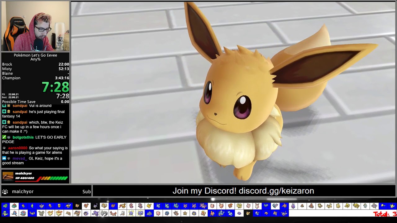 Pokemon Let's Go Eevee Any% Speedrun (3:27:46 RTA) [Former World Record]