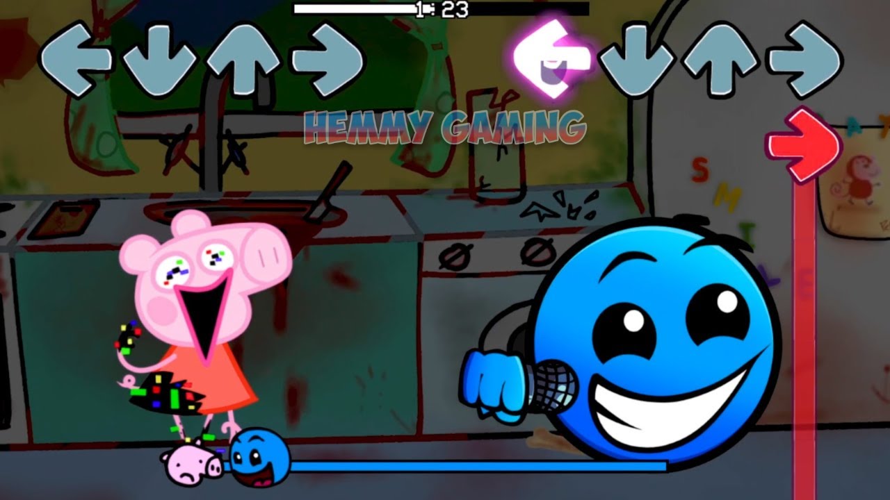 FNF Peppa ALL PHASES vs Geometry Dash 2.2 Sings Bacon | Fire In The Hole FNF Mods