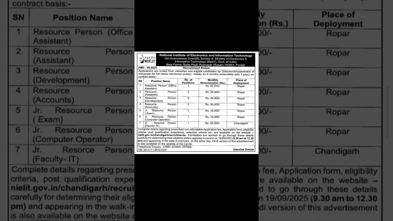 NIELIT Recruitment 2025 | Resource Person & Assistant Vacancies | Walk-in Interview