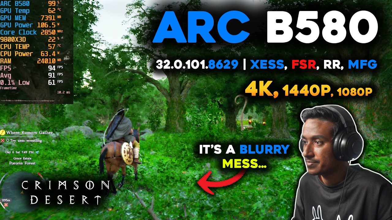 Багровая пустыня на Arc B580 &mdash; наконец-то работает на патче 1.03.00, но есть проблемы | 4K, 1440p...